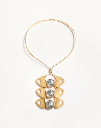 Valentino Garavani Collier Pages En Métal Et Cristaux Femme Or/cristal Uni In Gold