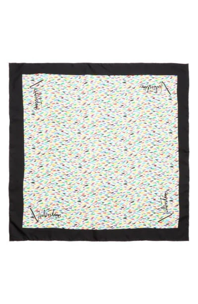 Valentino Garavani Colorful Print Silk Square Scarf In White