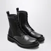 Valentino Garavani Toile Iconographe Combat Boot In Toile Iconographe Technical Fabric And Calfskin In Black