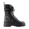 Valentino Cutout Leather Combat Boot