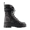 Valentino Cutout Leather Combat Boot