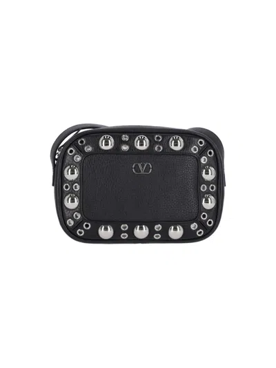 Valentino Garavani Compact Black Bag With Textured Exterior