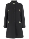 Valentino Embellished Stand Collar Coat With Pocket Detail In Black