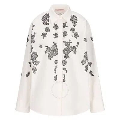 Valentino Compact Popeline Embroidered Shirt In White