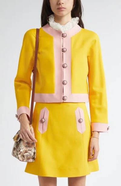 Valentino Bi-color Crystal Crepe Crop Jacket In Multi