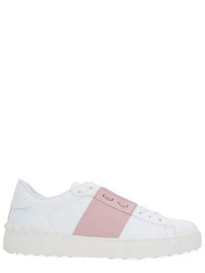 Valentino Garavani Contrast Calfskin Band Sneakers With White Rubber Sole In Multi