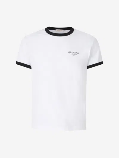 Valentino Garavani Contrast Logo T-shirt In Logo Printed On The Front