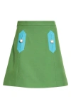 Valentino Green Logo Solid Skirt In Blue Multi
