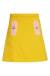 Valentino Contrast Seamed Short Wool Skirt In Pale Rose