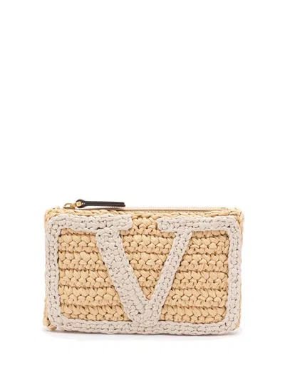 Valentino Garavani Contrasting Maxi Vlogo Signature Bag - W17xh10 Cm In Brown