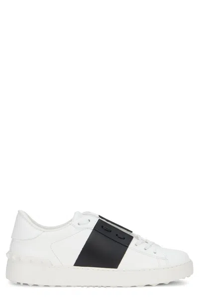 Valentino Garavani Contrasting Stripe Low-top Calfskin Sneaker In White