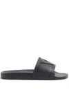 Valentino Garavani Black Sandals With Vlogo Detail On The Front In Tech Fabric Man