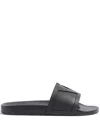 Valentino Garavani Black Sandals With Vlogo Detail On The Front In Tech Fabric Man In Black