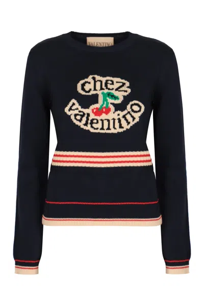 Valentino Garavani Cotton Crew-neck Sweater In Black