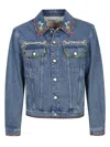 Valentino Denim Jackets Embroideries In Blue