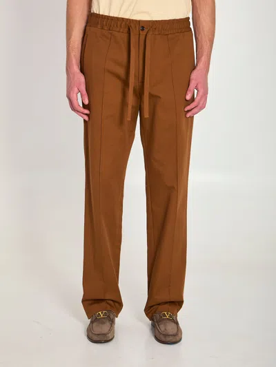 Valentino Garavani Cotton Gabardine Pants In Brown