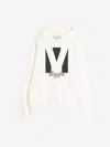 Valentino Garavani White Cotton Sweatshirt In Beige