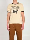 Valentino Garavani Butter-colored T-shirt With Panther Print In Neutral