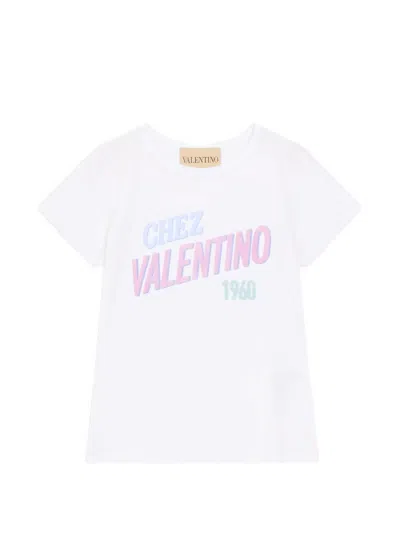 Valentino Womens Bianco Text-print Round-neck Cotton T-shirt In White