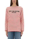 Valentino Womens Avorio Rosso Striped Brand-print Cotton-jersey T-shirt