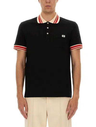 VALENTINO VALENTINO GARAVANI COTTON PIQUE POLO SHIRT WITH "VLOGO" PATCH