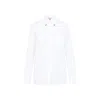 Valentino Structured Collar White Optical Long Sleeve Cotton Shirt In White