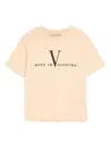 Valentino Men Beige Round Neck Logo T-shirt In Neutral