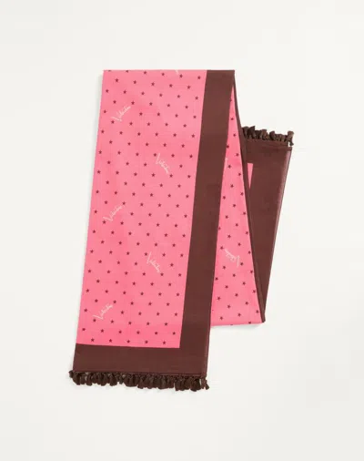 Valentino Garavani Cotton Sarong With Stelline E Firma Starry Print With Tassel Trim In Pink