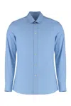 Valentino Rounded-hem Cotton Shirt In Blue