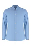 Valentino Rounded-hem Cotton Shirt In Blue