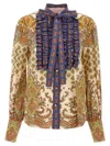Valentino Garavani Cotton Shirt With Ruffled Lavallière Collar In Multi