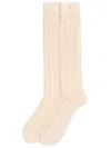 Valentino Ivory White Knitted Cotton Socks With Vlogo Signature In White