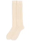 Valentino Ivory White Knitted Cotton Socks With Vlogo Signature In White