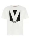 Valentino Crewneck T-shirt With Frontal Logo Print In White
