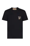 Valentino Men Black Crewneck Logo T-shirt