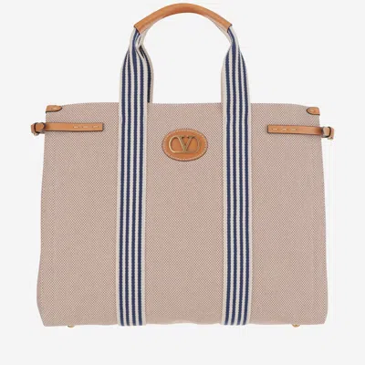 Valentino Garavani Cotton Tote Bag In Blue