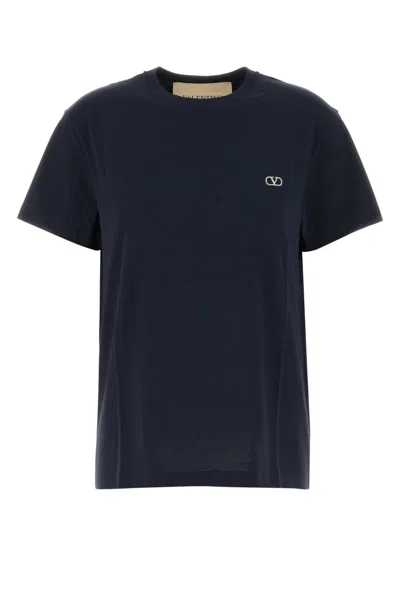 Valentino Garavani Logo-embroidered Cotton T-shirt In Blue