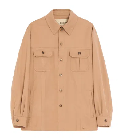 Valentino Garavani Cotton Twin-pocket Jacket In Brown