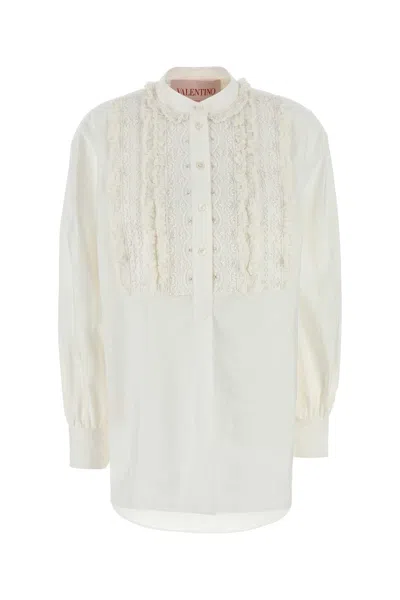 Valentino Garavani Cotton-linen Silk Blend Blouse In White
