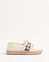 Valentino Country Leather Espadrilles In Ivory/natural/blue