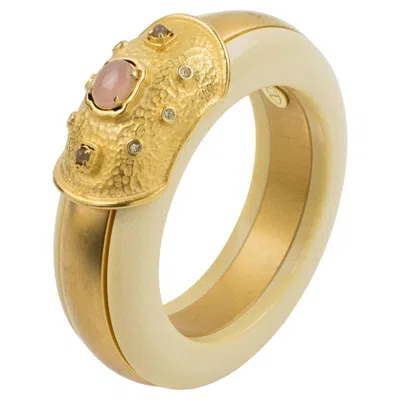 Pre-owned Valentino Garavani Couture Gilded Jeweled Bangle Bracelet In Multi