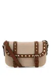 Valentino Two-tone Canvas Rockstud Crossbody Bag In Multicoloured