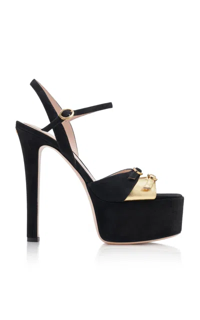 Valentino Garavani Crasher Suede Platform Sandals In Black