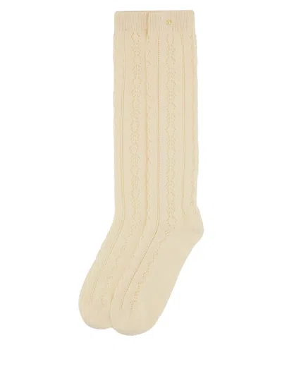 VALENTINO VALENTINO GARAVANI CREAM COTTON BLEND SOCKS