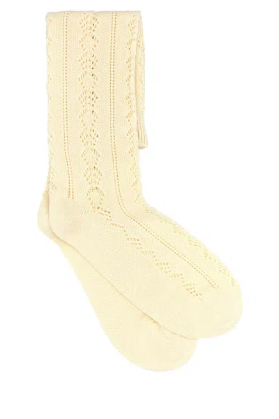 Valentino Garavani Cream Cotton Blend Socks In Brown