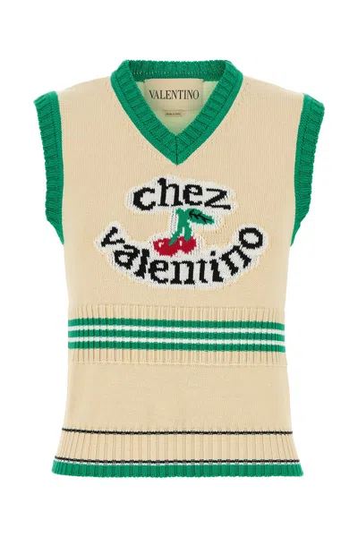VALENTINO GILET IN COTONE CREMA  DONNA