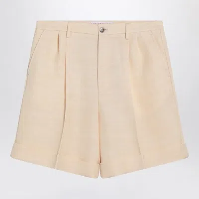 Valentino Garavani Cream Jute Bermuda Shorts In Gold