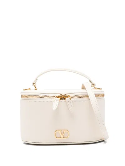 Valentino Garavani Cream Leather Vlogo Clutch In White