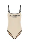 Valentino Garavani Cream Lycra Piquet Swimsuit In Multi