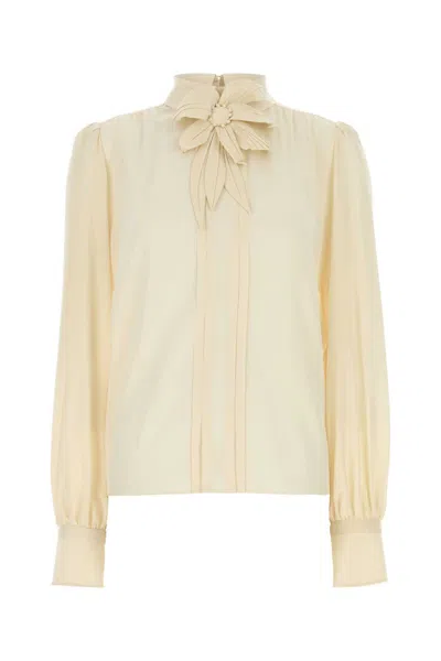 Valentino Garavani Cream Silk Blouse In Pink
